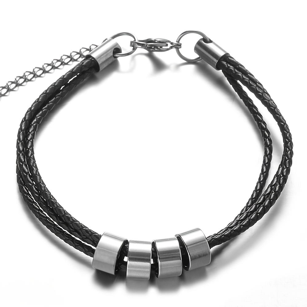 Custom Personalized Family Name Bracelet, 3-Layer Men's Bracelet